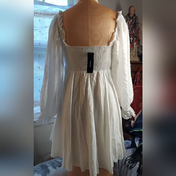 LULUS Make the Call White Long Poet Sleeve Mini Dress Size S - Picture 3 of 16